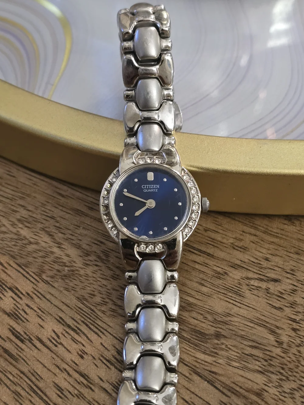 Citizen Quartz Women's Silver Watch with Blue Dial